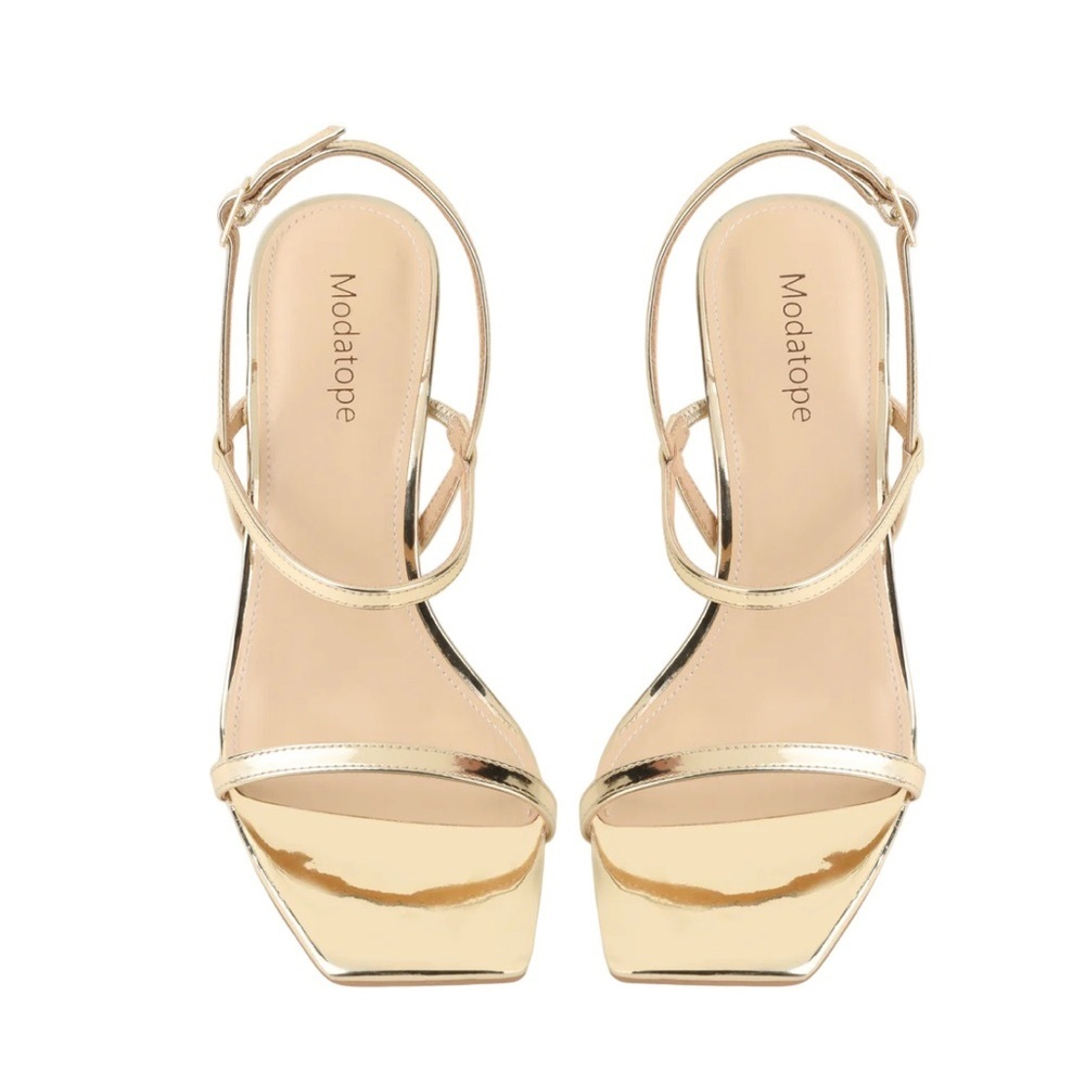 Modatope Gold Naya Strappy Heeled Sandals - Size 9.5